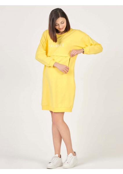 Hamile Hoodie Elbise Sarı modelleri