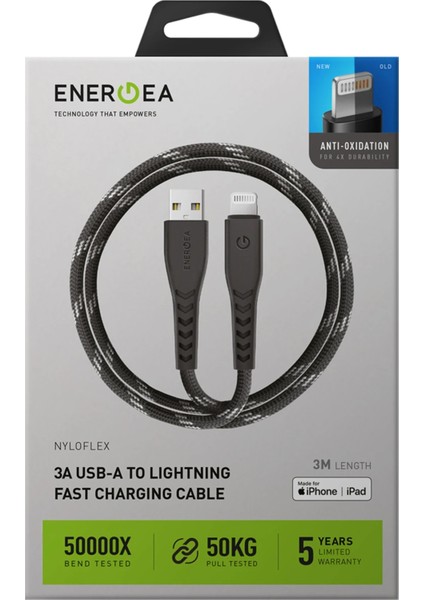 C89 Nyloflex 3m 3A USB To Lightning Hızlı Şarj Kablosu indirimleri