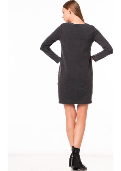 Hamile Sarı Baskılı Sweat Elbise Antrasit modelleri