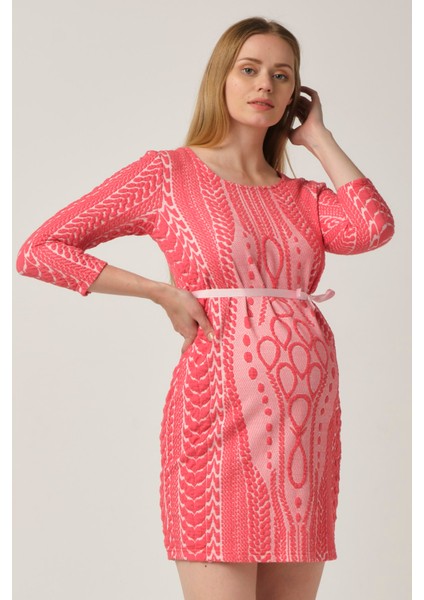 Hamile Desenli Mini Elbise Pembe modelleri