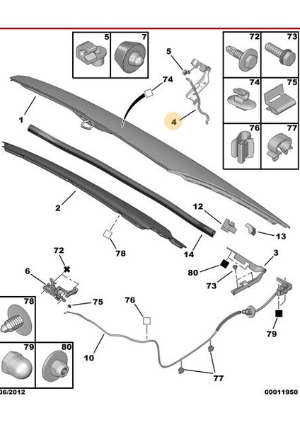 Peugeot Orj. 7927.36 Kaput Dayama Tel Psa C3 Iı 07-