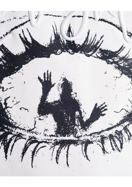 Erkek Kısa Kol Captive Eyes Oversize Ekru