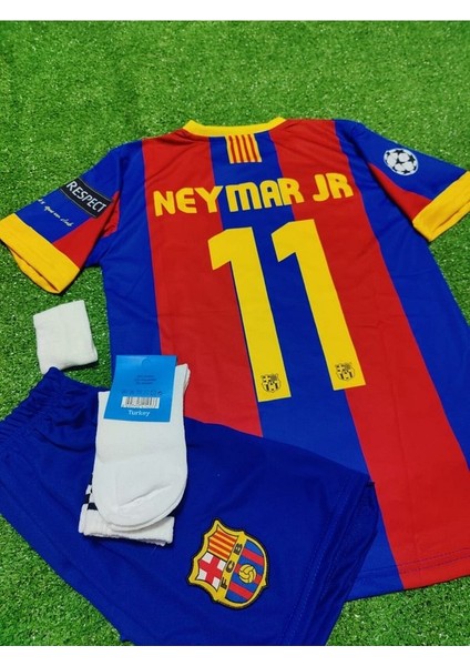 Barcelona 2011 Şampiyonlar Ligi Finali Neymar Jr Çocuk Forması Şort Çorap Bileklik 4'lü Set modelleri