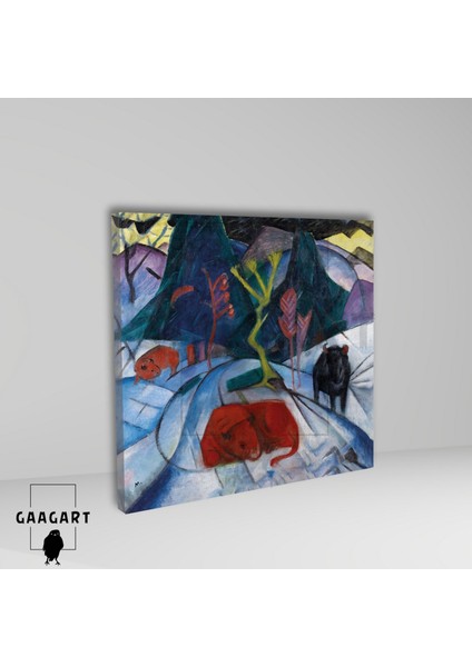 Kare Kanvas Tablo Ünlü Eserler Franz Marc-A Bison In Winter (The Red Bison) (1913) fiyatları