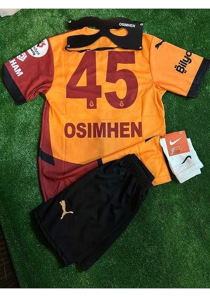 GALATASARÂY//2024/2025.SARI Kırmızı Victor.osimhen Parçalı Çocuk Forma Maskeli Çoraplı