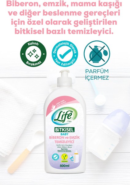 Bitkisel Bebek Biberon ve Emzik Temizleyici 500 ml - Parfümsüz, Kalıntı Bırakmaz, Vegan modelleri
