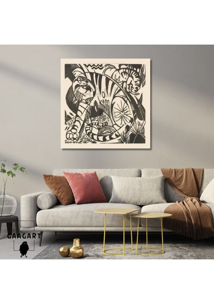 Kare Kanvas Tablo Ünlü Eserler Franz Marc-Tiger (1912)