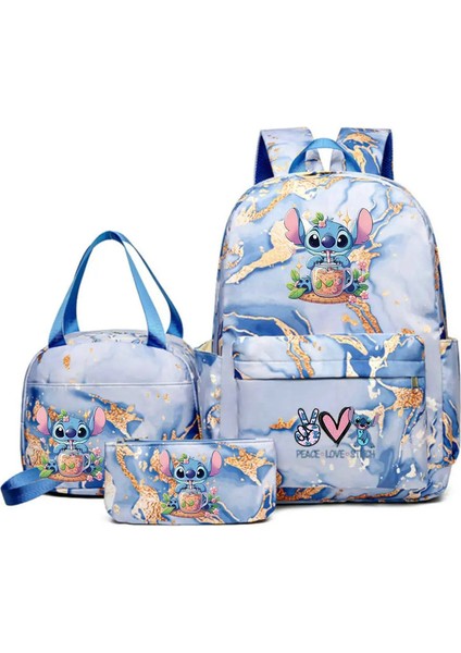 3pcs/set Lilo Dikiş Sırt Çantası Kız Çocuk Öğrencisi Genç Çocuk Rucksack Çocuklar Doğum Günü Hediyesi Kadınlar Rahat Okul Çantası Renk: Fotoğraf Rengi (Yurt Dışından)