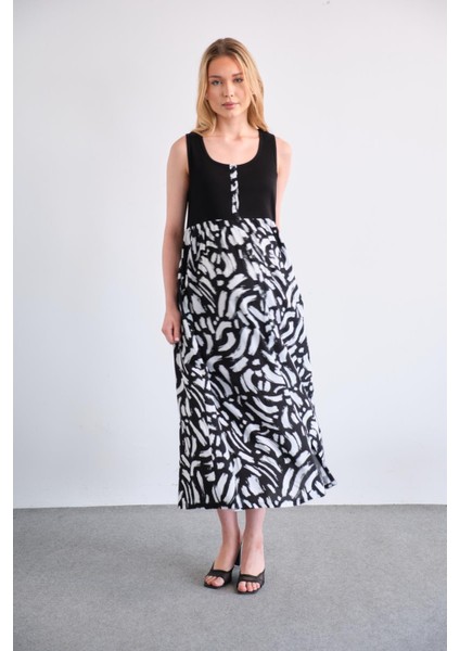 Hamile Desenli Midi Boy Jile Elbise Siyah fiyatları