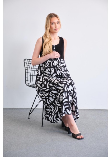 Hamile Desenli Midi Boy Jile Elbise Siyah fırsatları