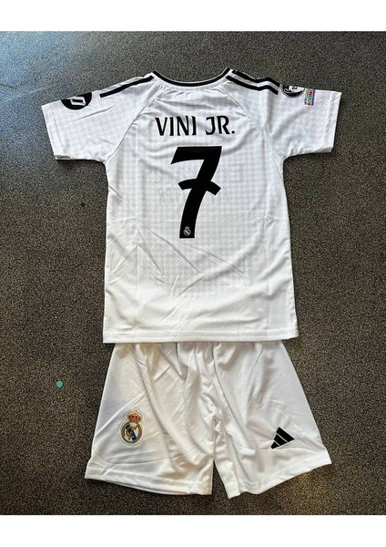 Real Madrid 2024/25 Yeni Sezon Vini Jr Iç Saha Beyaz Çocuk Forması 4'lü Set