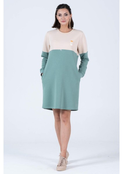 Hamile Blok Renk Sweat Elbise Çağla