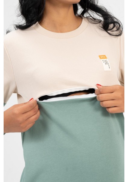 Hamile Blok Renk Sweat Elbise Çağla modelleri