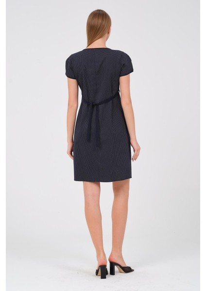 Hamile Kısa Kollu Puantiyel Yuvarlak Yakai Mini Elbise Sarı indirimleri