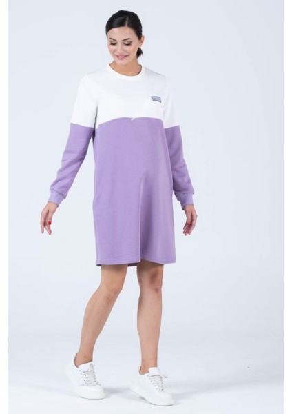 Hamile Blok Renk Sweat Elbise Lila fiyatları
