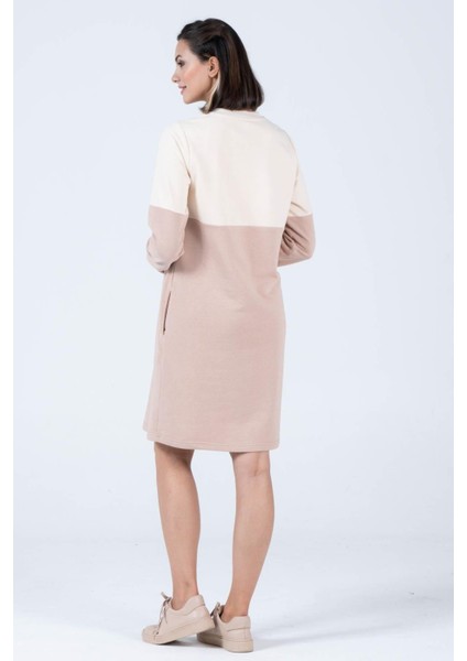 Hamile Blok Renk Sweat Elbise Bej fırsatları