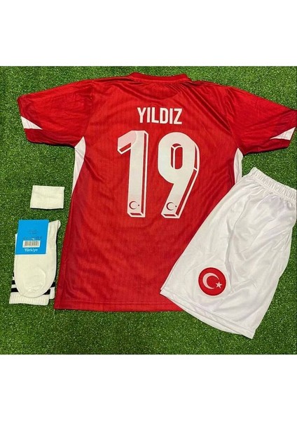 Türkiye EURO2024 Kenan Yıldız Kırmızı Iç Saha Çocuk Forması 4'lü Set