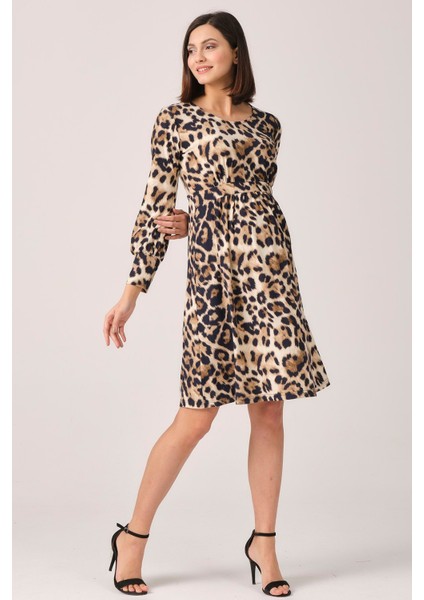 Hamile Günlük Elbise Leopar Desenli Lacivert modelleri