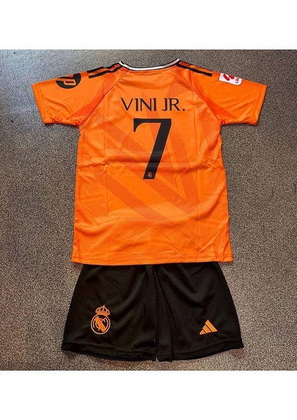 Real Madrid 2024/25 Yeni Sezon Vini Jr Turuncu Deplasman Çocuk Forması 4'lü Set