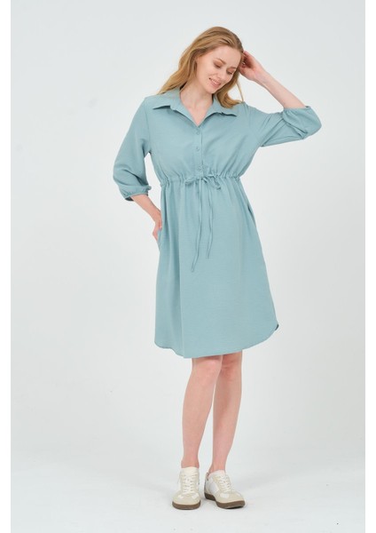 Hamile Fakir Kol Beli Bağcıklı Ara Boy Elbise Mintyeşili fiyatları