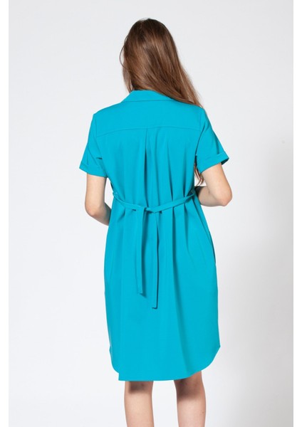 Hamile Önden Düğmeli Elbise Turkuaz modelleri