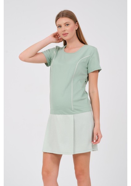 Hamile Kısa Kollu Mini Elbise Fıstık Yeşili fiyatları
