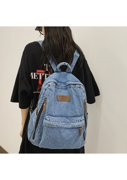 Moda Basit Dayanıklı Denim Çanta Üniversite Lise Ortaokul Öğrenci (Yurt Dışından) fiyatları