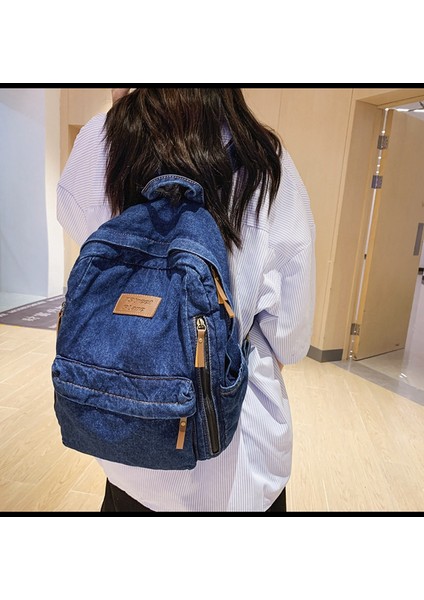 Moda Basit Dayanıklı Denim Çanta Üniversite Lise Ortaokul Öğrenci (Yurt Dışından) modelleri