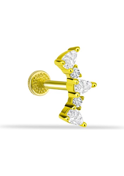 14 Ayar Altın Markis Taşlı Tragus Piercing