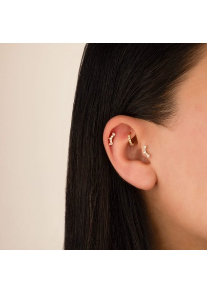 14 Ayar Altın Markis Taşlı Tragus Piercing