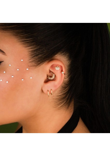14 Ayar Altın Taşlı Taç Tragus Piercing fiyatları