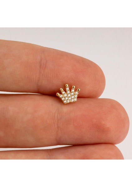 14 Ayar Altın Taşlı Taç Tragus Piercing indirimleri