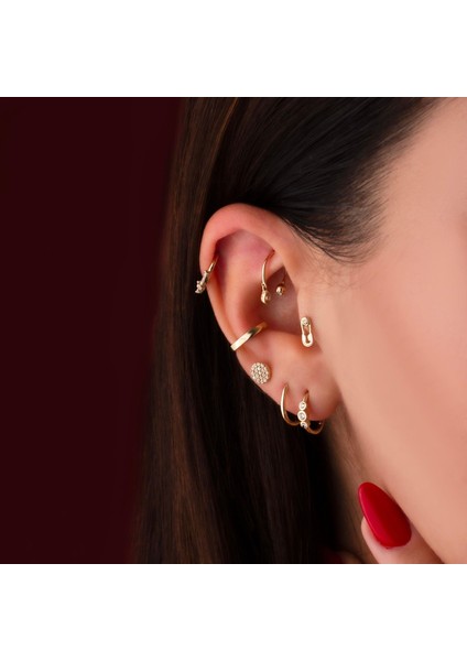 14 Ayar Altın Taşlı Çengelli Iğne Minimal Tragus Piercing fiyatları