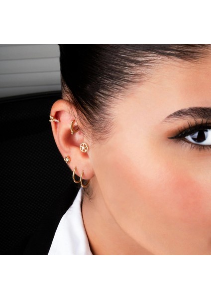 14 Ayar Altın Markiz Taşlı Minimal Tragus Piercing