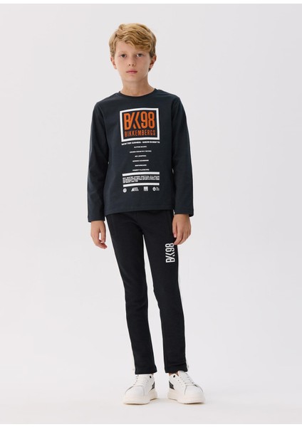 Antrasit Baskılı Uzun Kollu Erkek Çocuk T-Shirt modelleri