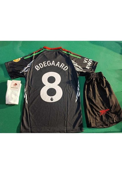 Arsenal #8 Odegard Yeni Çocuk Forması 3lü Set Forma+Şort+Çorap Siyah