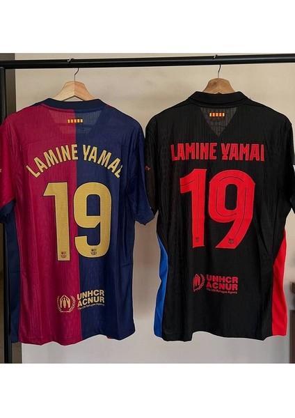 Barcelona 2024-25 Yeni Sezon #19 Lamine Yamal Yetişkin Iç Saha & Deplasman Forması 2 Li Set