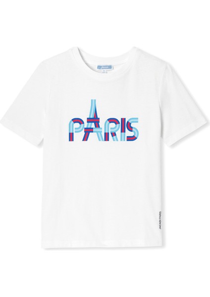 Beyaz Paris Baskılı Erkek Çocuk T-Shirt
