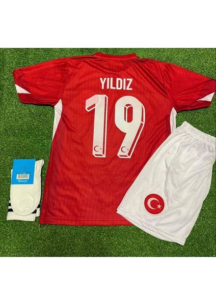 Euro 2024 Türkiye Kenan Yıldız 19 Numara Çocuk Iç Saha Forması 3 Lü Set (Kırmızı)