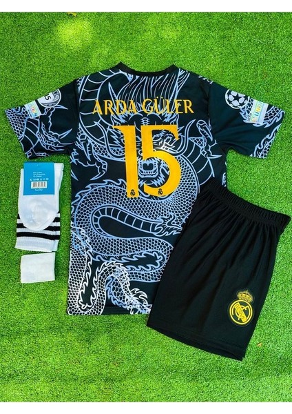Real Madrid 2024/25 Yeni Sezon Arda Güler Dragon Desenli Konsept Çocuk Forması 4'lü Set modelleri