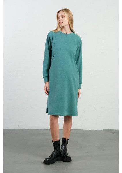 Hamile Emzirme Detaylı Cepli Yumuşak Dokulu Selanik Regular Fit Elbise Mintyeşili fiyatları