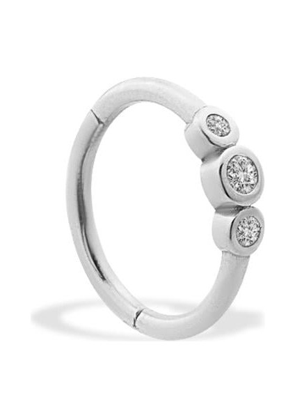 14 Ayar Altın Alttan 3 Taşlı Halka Piercing