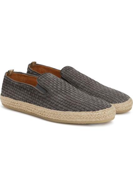 Gri Erkek Deri Loafer