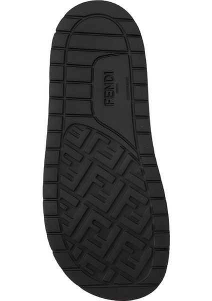 Siyah Logo Desenli Erkek Terlik