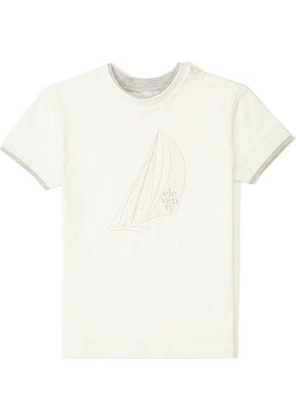 Gri Logo Baskılı Erkek Çocuk T-Shirt