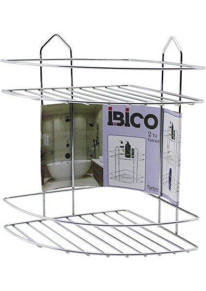 2 Katlı - Üçgen Krom Metal Banyo Köşelik - Duşkabin Raf (4401)