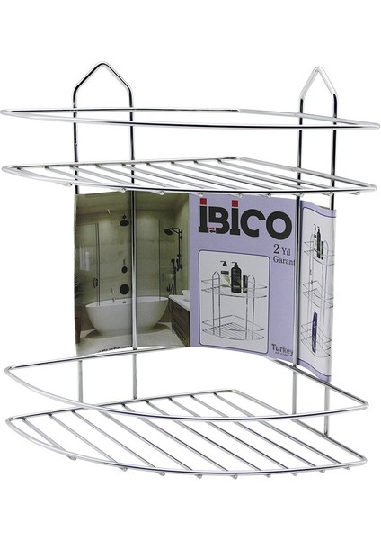2 Katlı - Üçgen Krom Metal Banyo Köşelik - Duşkabin Raf (4401)