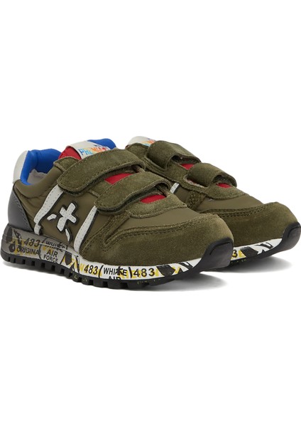 Sky Haki Çocuk Deri Sneaker