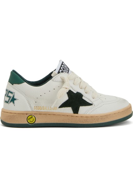 Ball Star Beyaz Logolu Unisex Çocuk Deri Sneaker