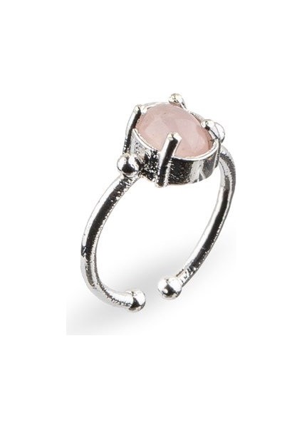 Pembe Kuvars Yüzük Minimalist (Tek Taş) Ayarlanabilir